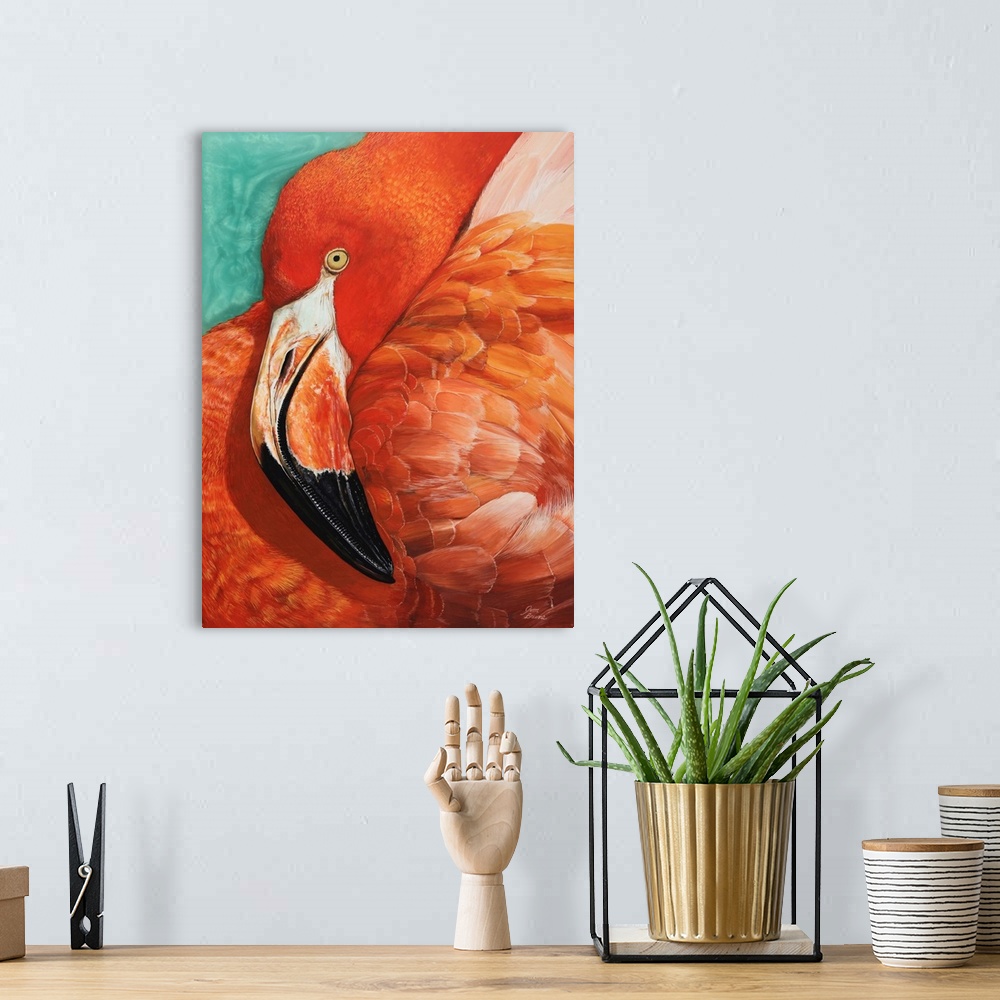 A bohemian room featuring Graceful Pink Flamingo