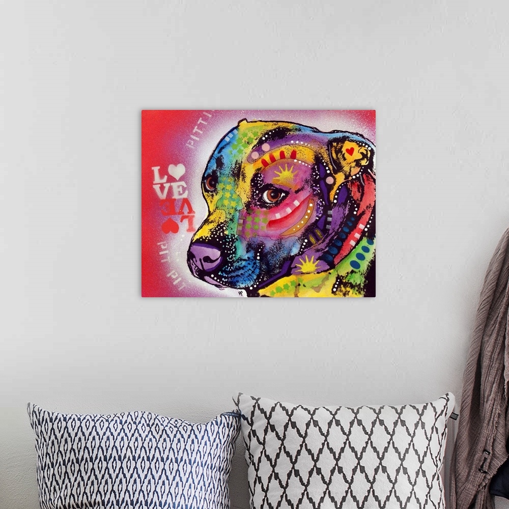 A bohemian room featuring Gratitude Pit Bull Pittie Love