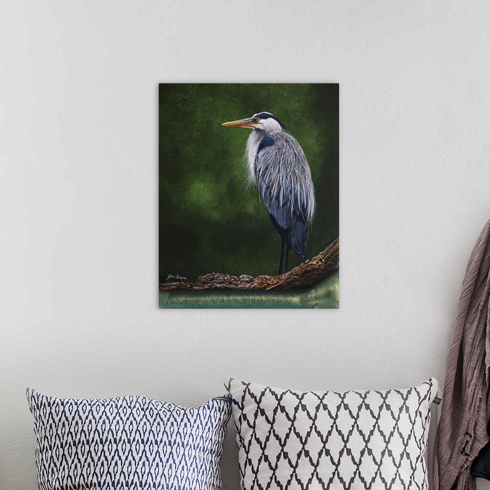 A bohemian room featuring Great Blue Heron in Marsh