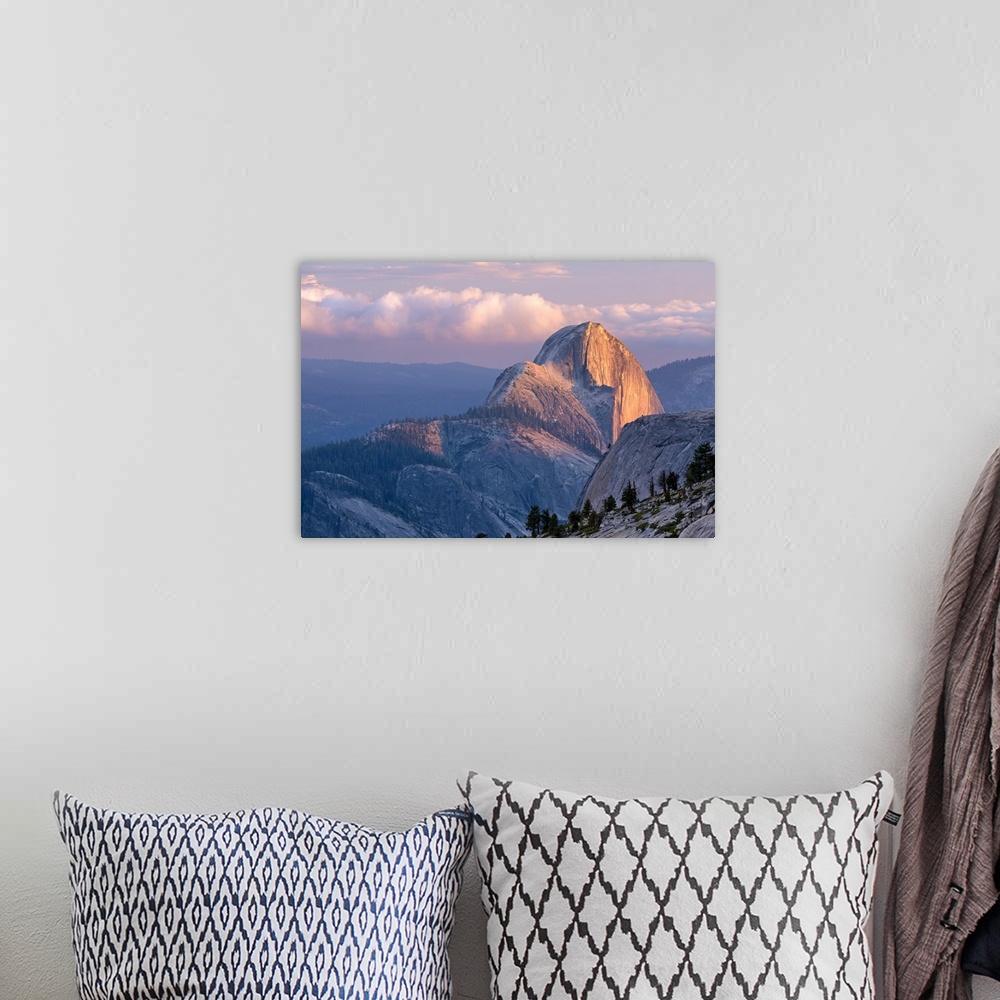 A bohemian room featuring View of a mountain in Yosemite with sunset light.