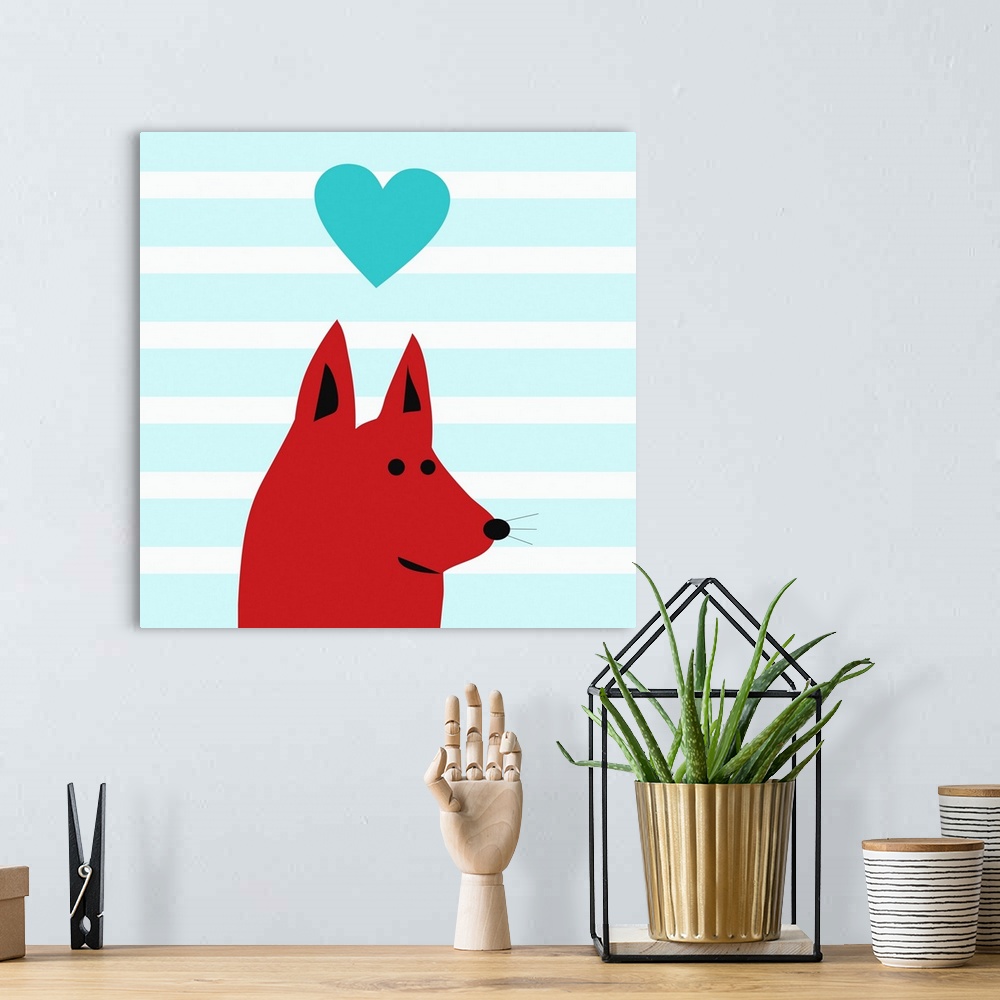 A bohemian room featuring Happy Red Dog Love