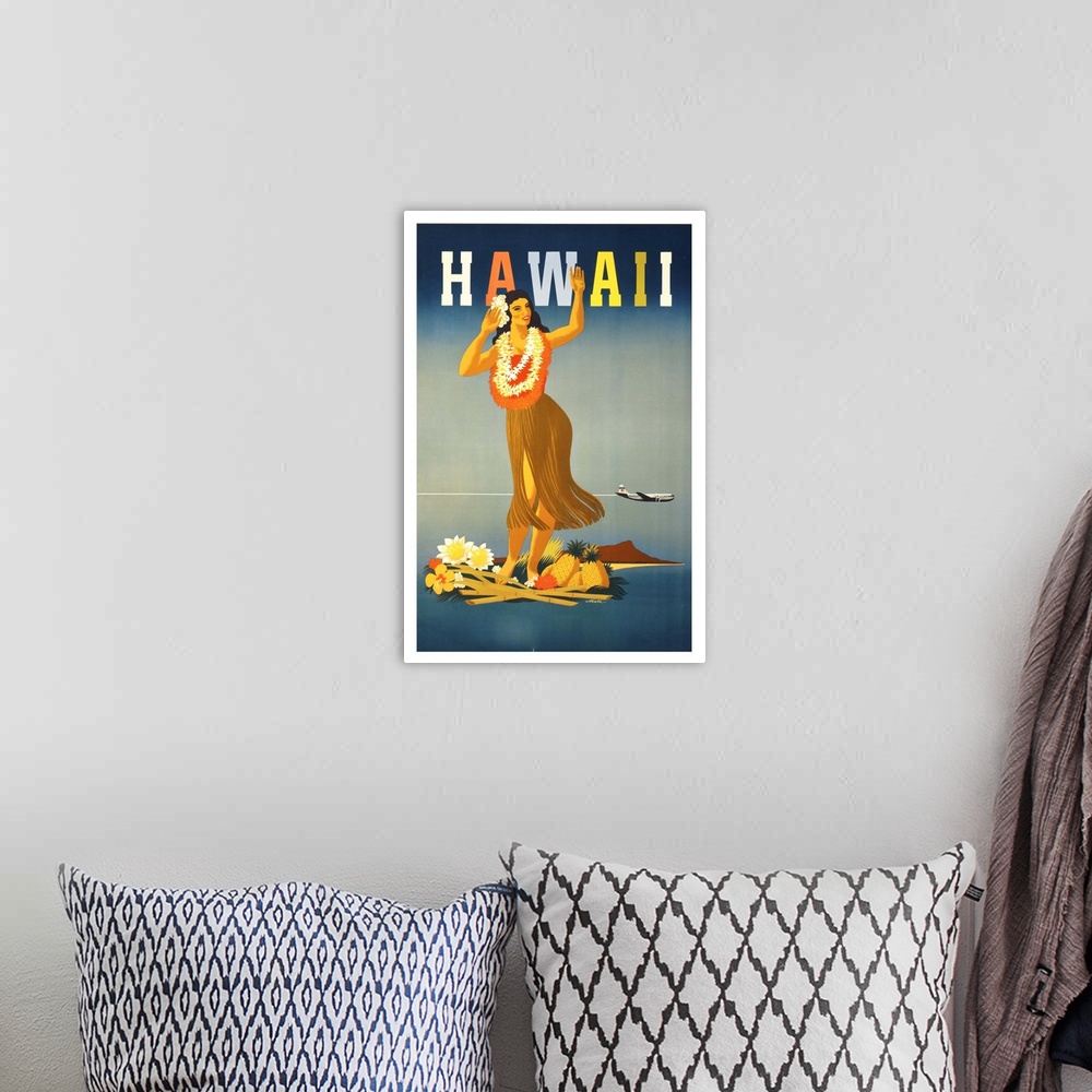 A bohemian room featuring Hawaii - Vintage Travel Advertisement