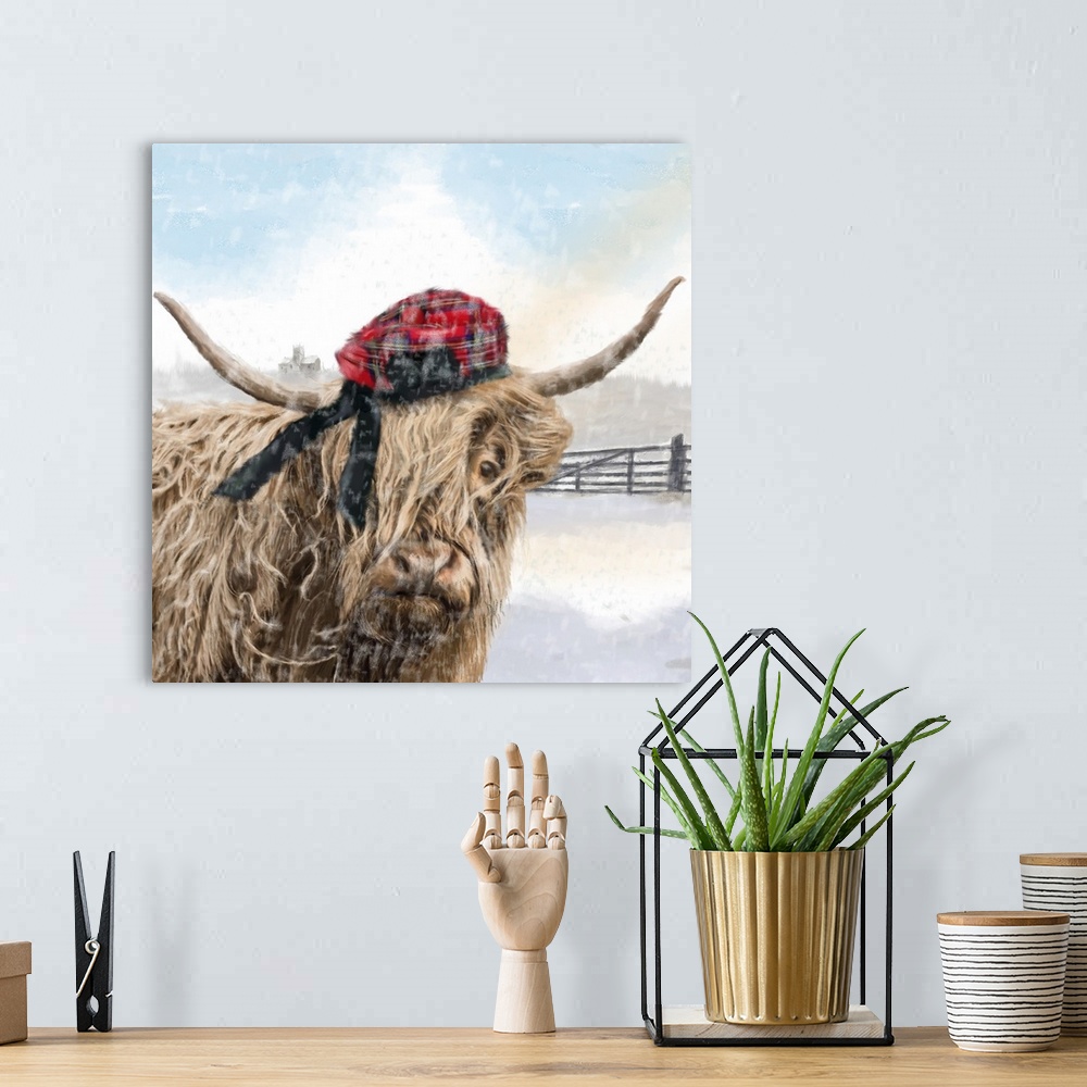 A bohemian room featuring Highland Cow 002