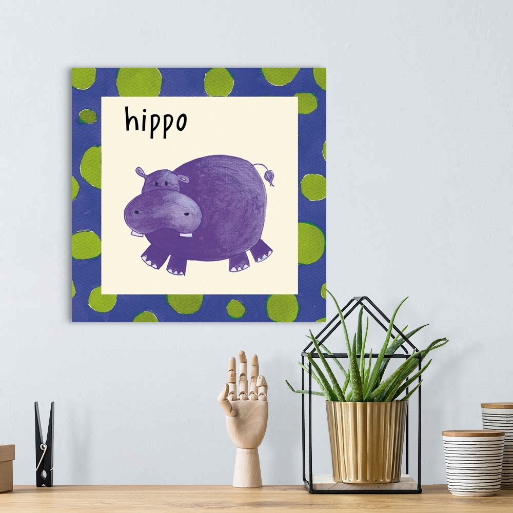 A bohemian room featuring purple hippo