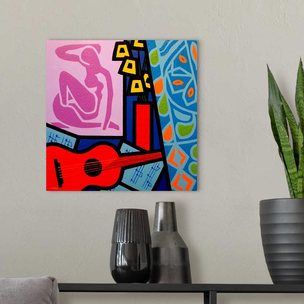 A modern room featuring Homage To Matisse 11, guitar, music