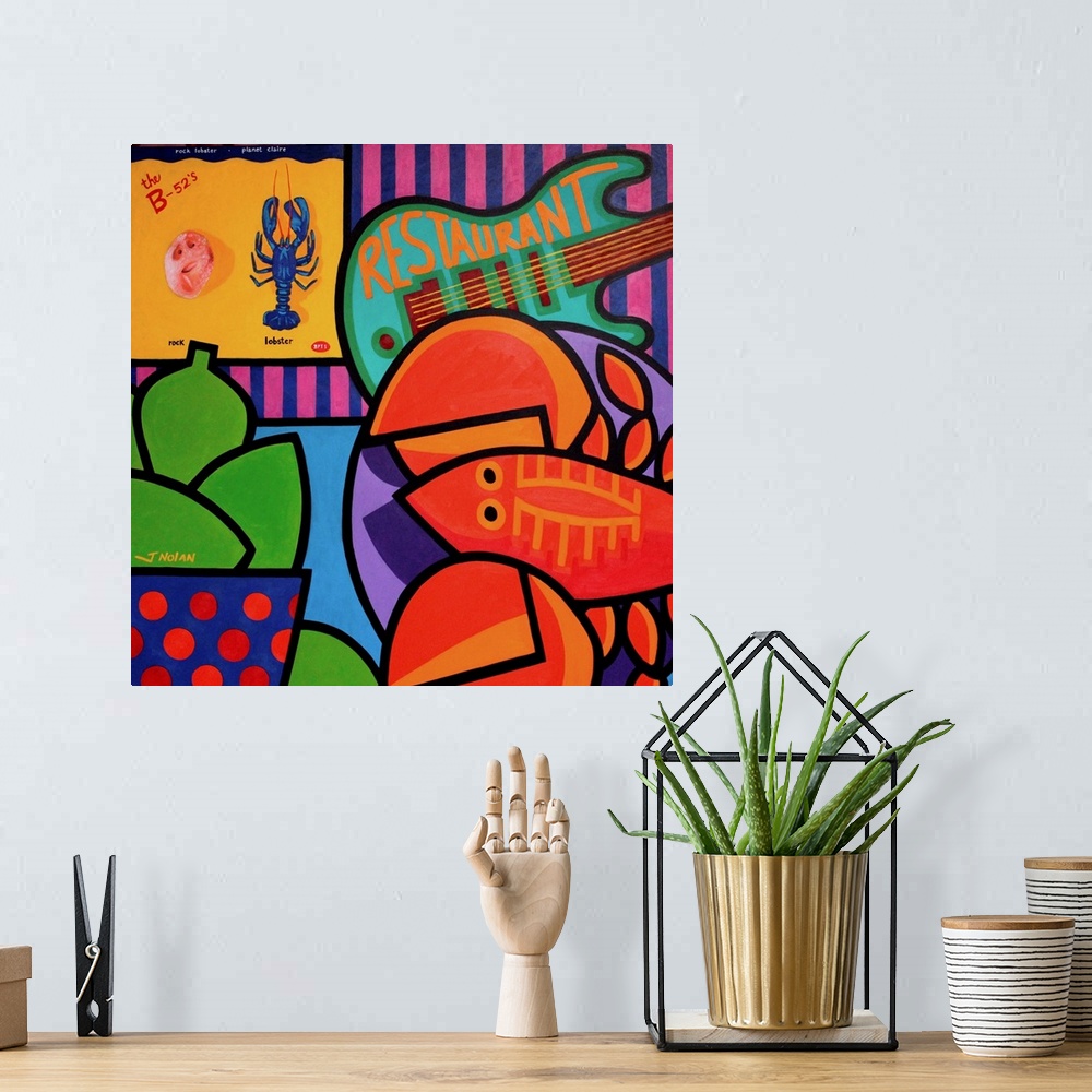 A bohemian room featuring Homage To Rock Lobster, flowers, guitar, music