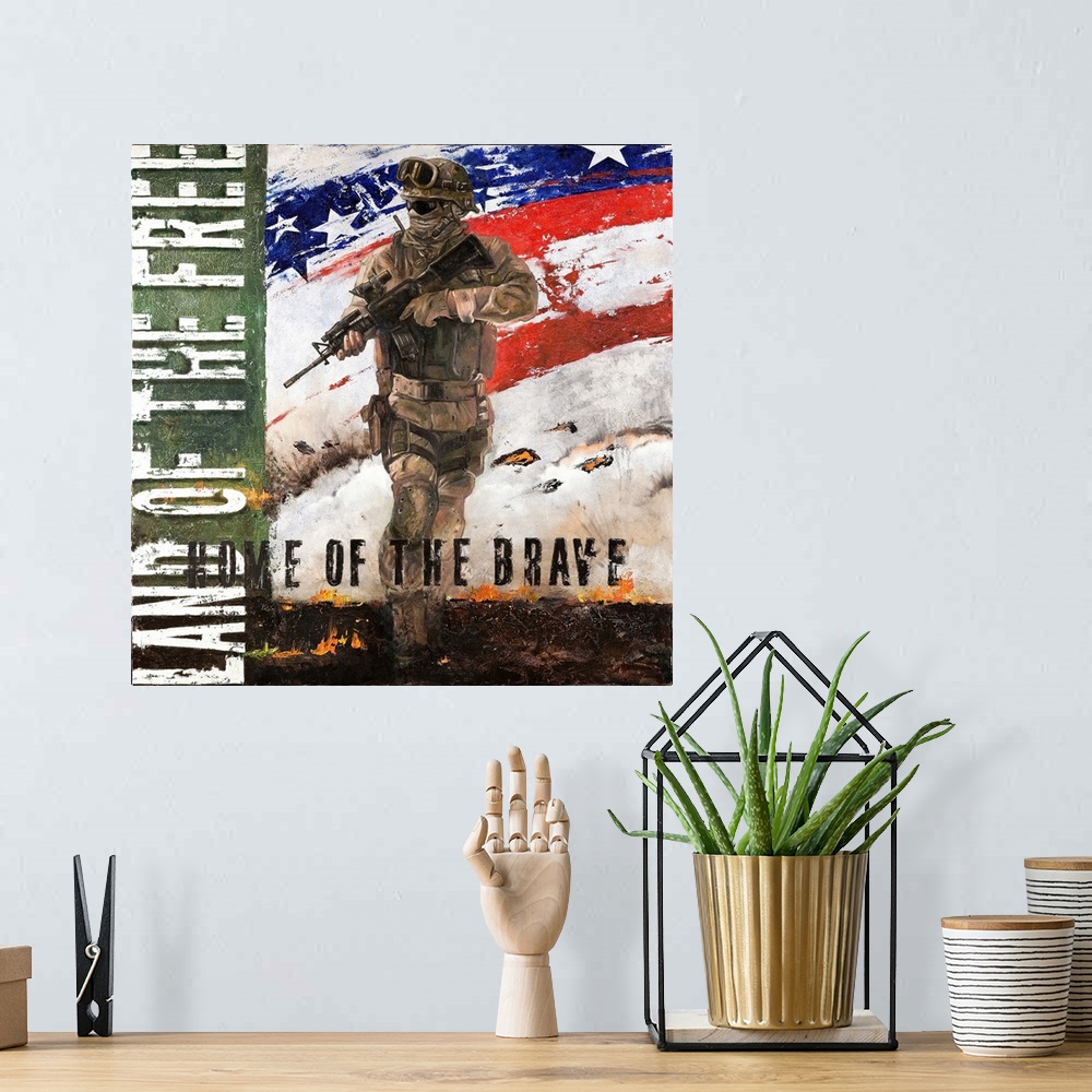 A bohemian room featuring Home of the Brave