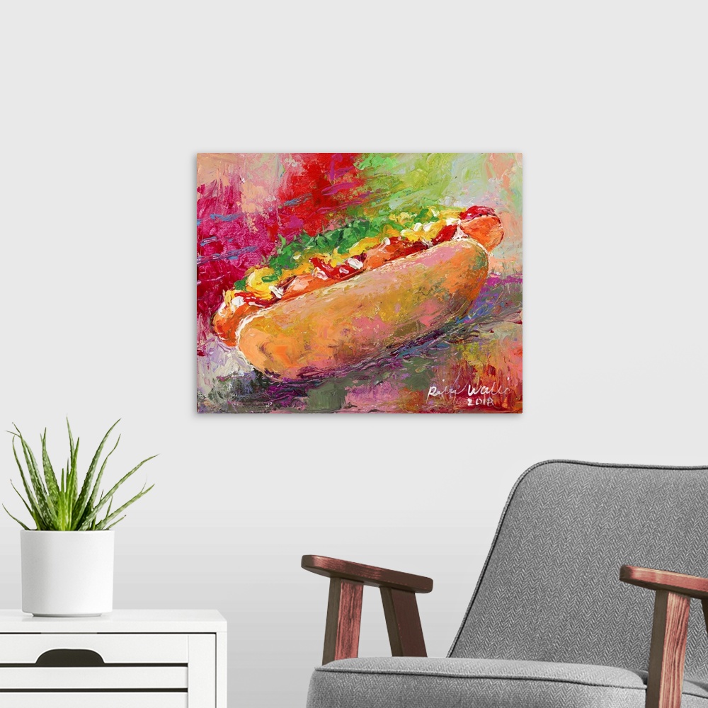 A modern room featuring Hotdog