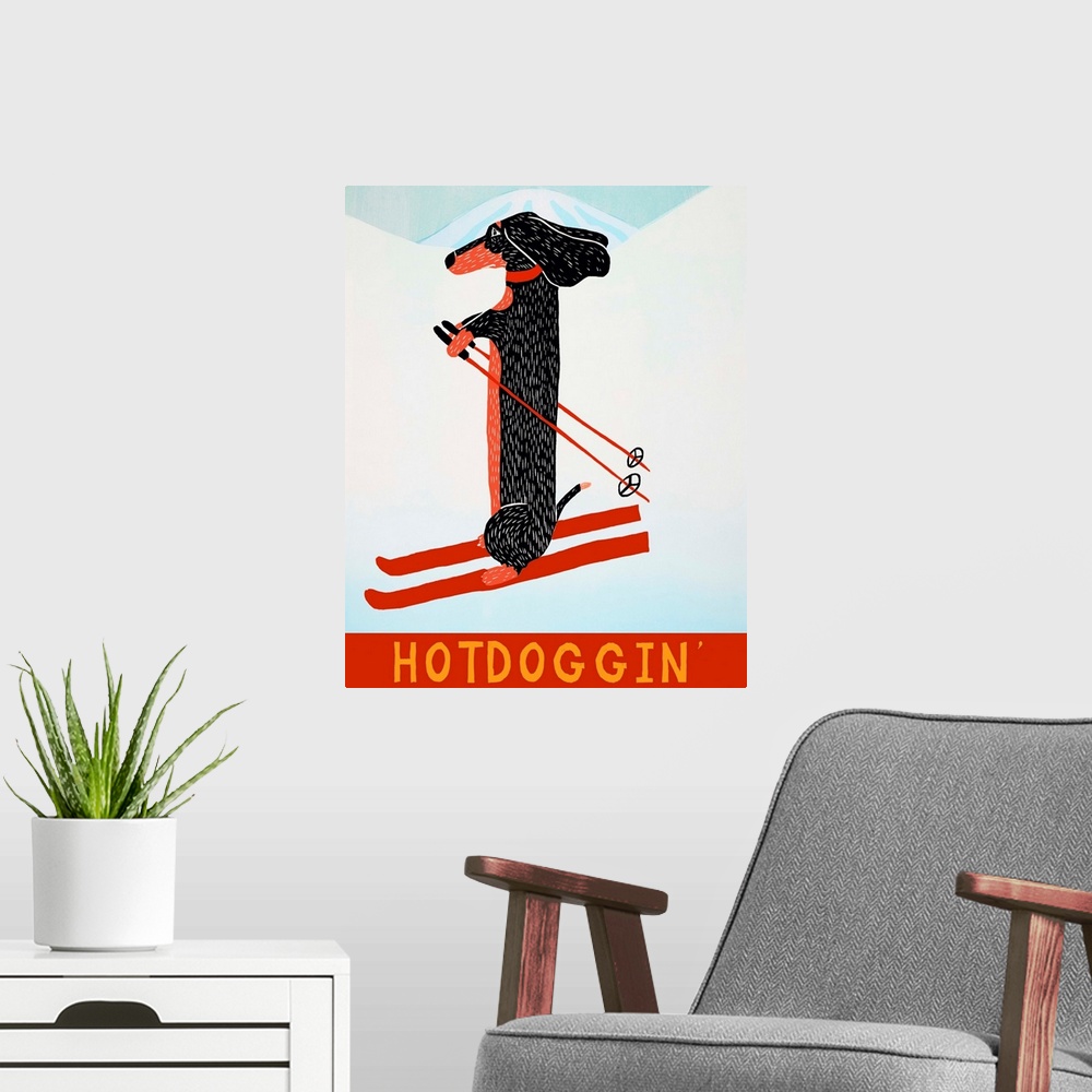 A modern room featuring Hotdoggin
