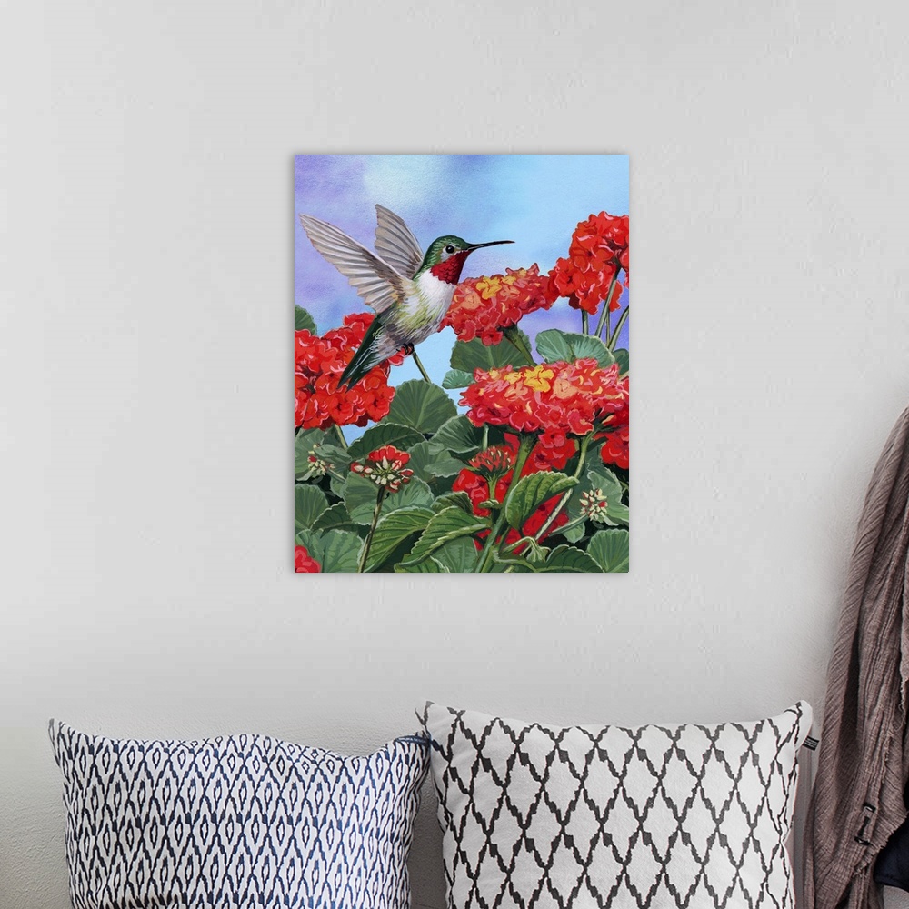 A bohemian room featuring Hummingbird And Flower II