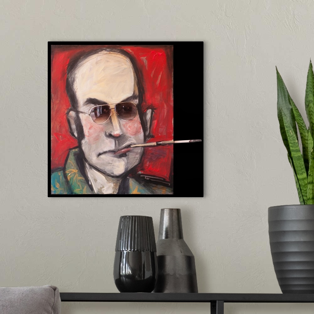 A modern room featuring Hunter S Thompson With Cig Black