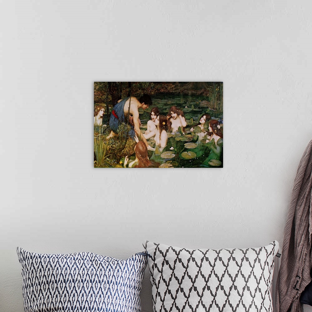 A bohemian room featuring Hylas collecting water, the Nymphs in a pond.