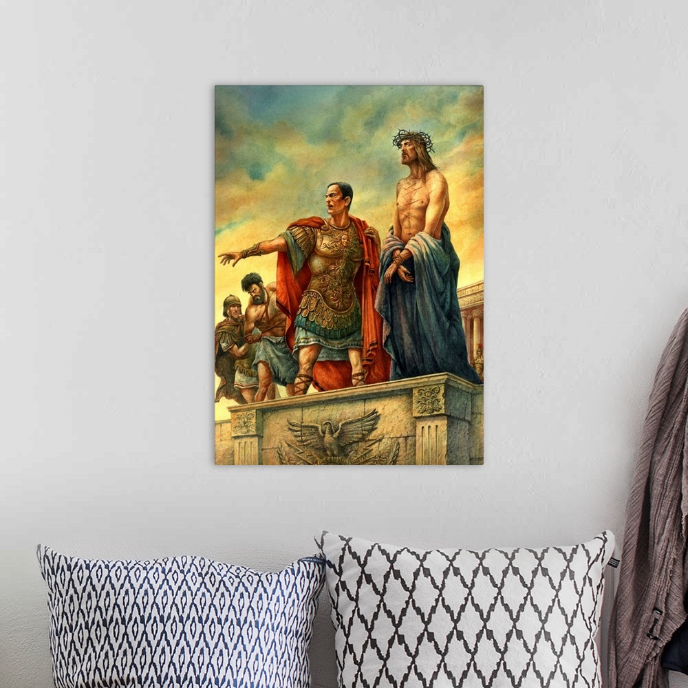 A bohemian room featuring Jesus and Pontius Pilate