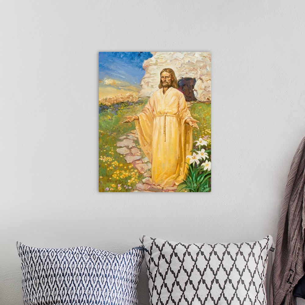 A bohemian room featuring Jesus, reborn in the Spring.