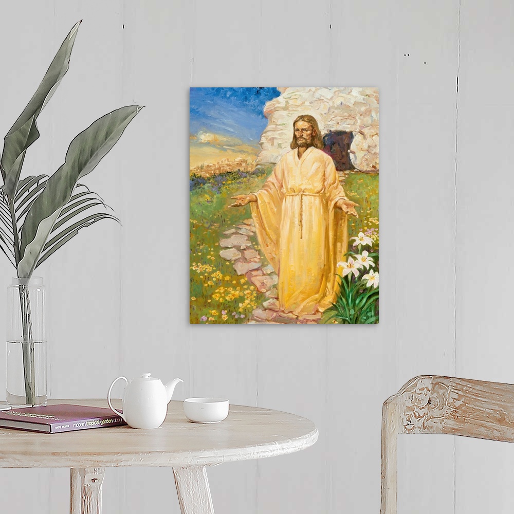 A farmhouse room featuring Jesus, reborn in the Spring.