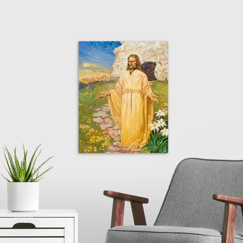 A modern room featuring Jesus, reborn in the Spring.