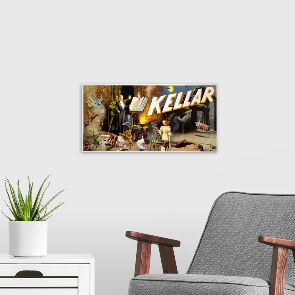 A modern room featuring Kellar the Great Mystery