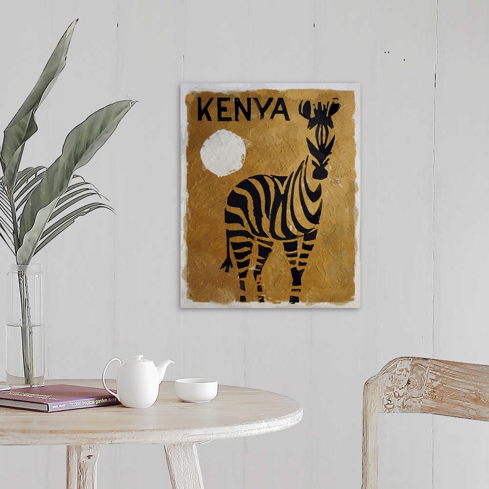 A farmhouse room featuring Vintage poster advertisement for Kenya.