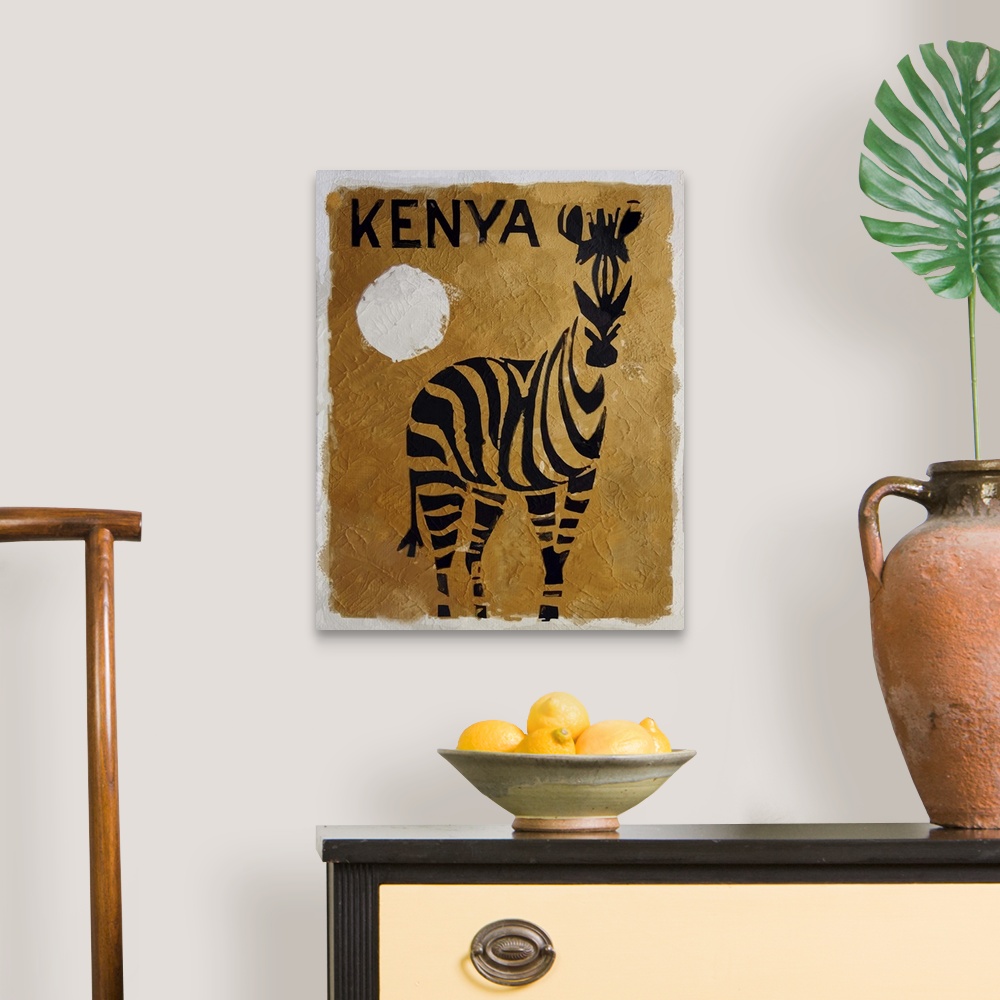 A traditional room featuring Vintage poster advertisement for Kenya.