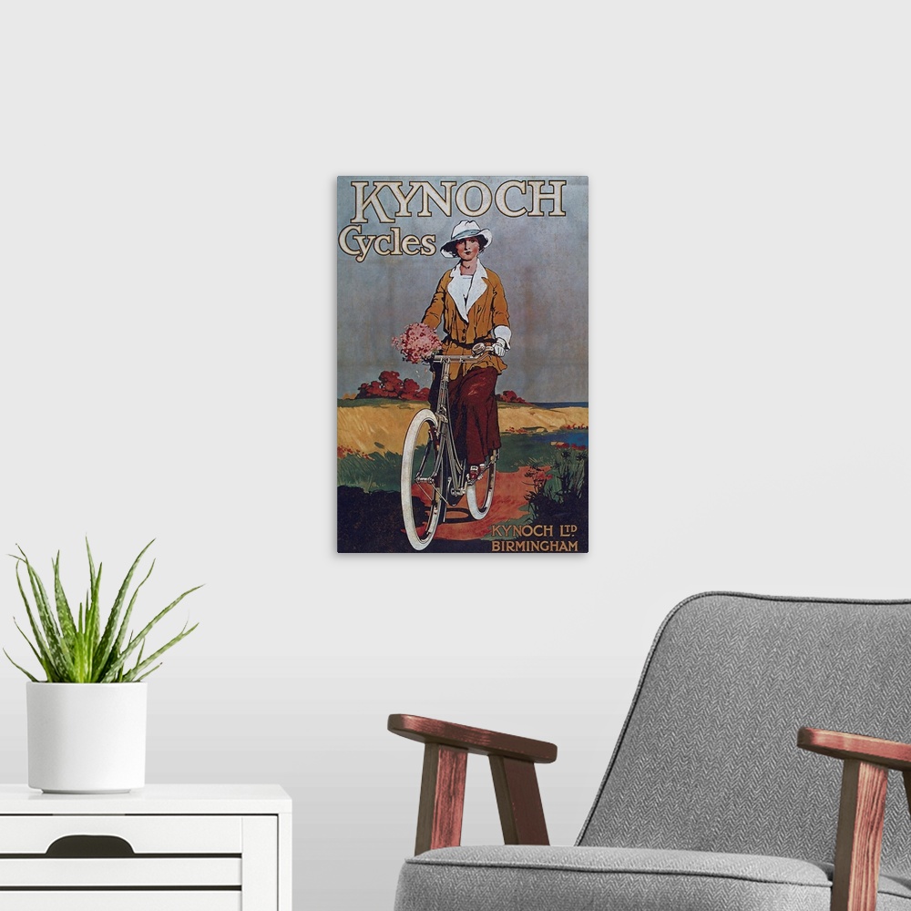 A modern room featuring Kynoch Cycles - Vintage Bicycle Advertisement