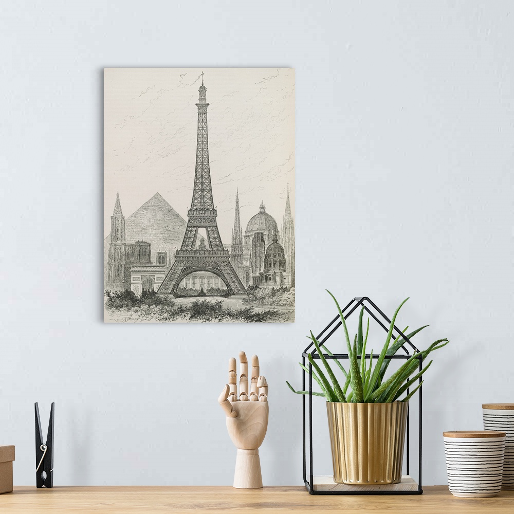 A bohemian room featuring La Tour Eiffel - Hauteur Comparee