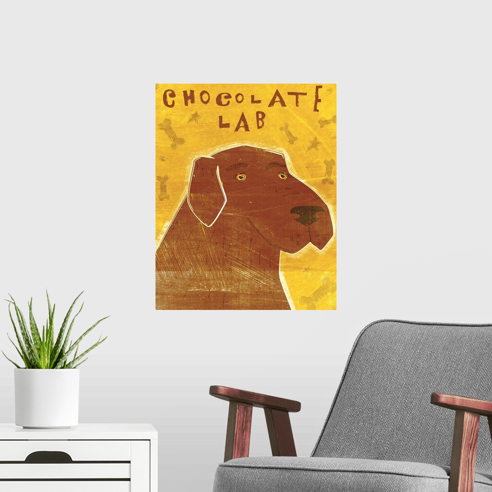 A modern room featuring Lab (chocolate)