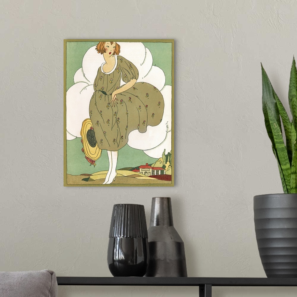 A modern room featuring Lady In Green