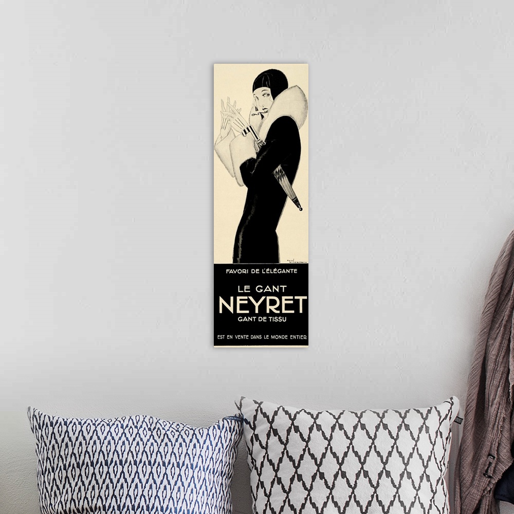 A bohemian room featuring Le Gant Neyret - Vintage Fashion Advertisement