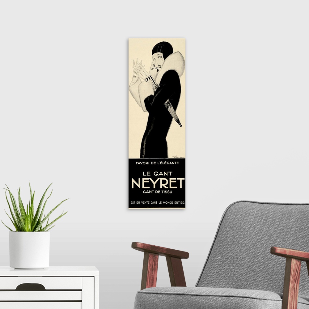 A modern room featuring Le Gant Neyret - Vintage Fashion Advertisement