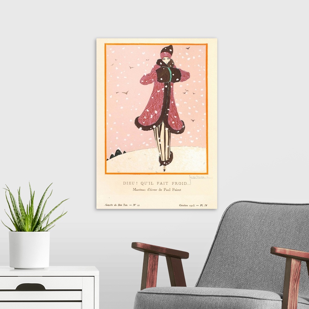 A modern room featuring Vintage poster advertisement for Le Pape.