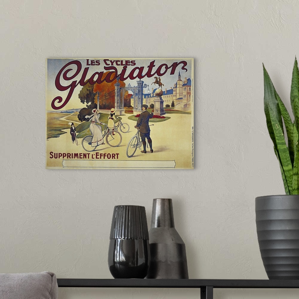 A modern room featuring Les Cycles Gladiator - Vintage Bicycle Advertisement