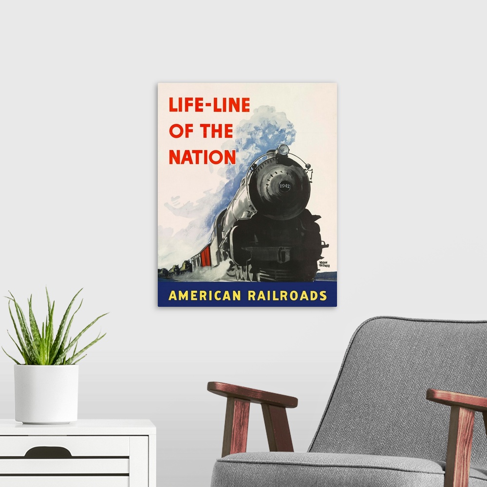 A modern room featuring Life-line of the Nation American Railroads