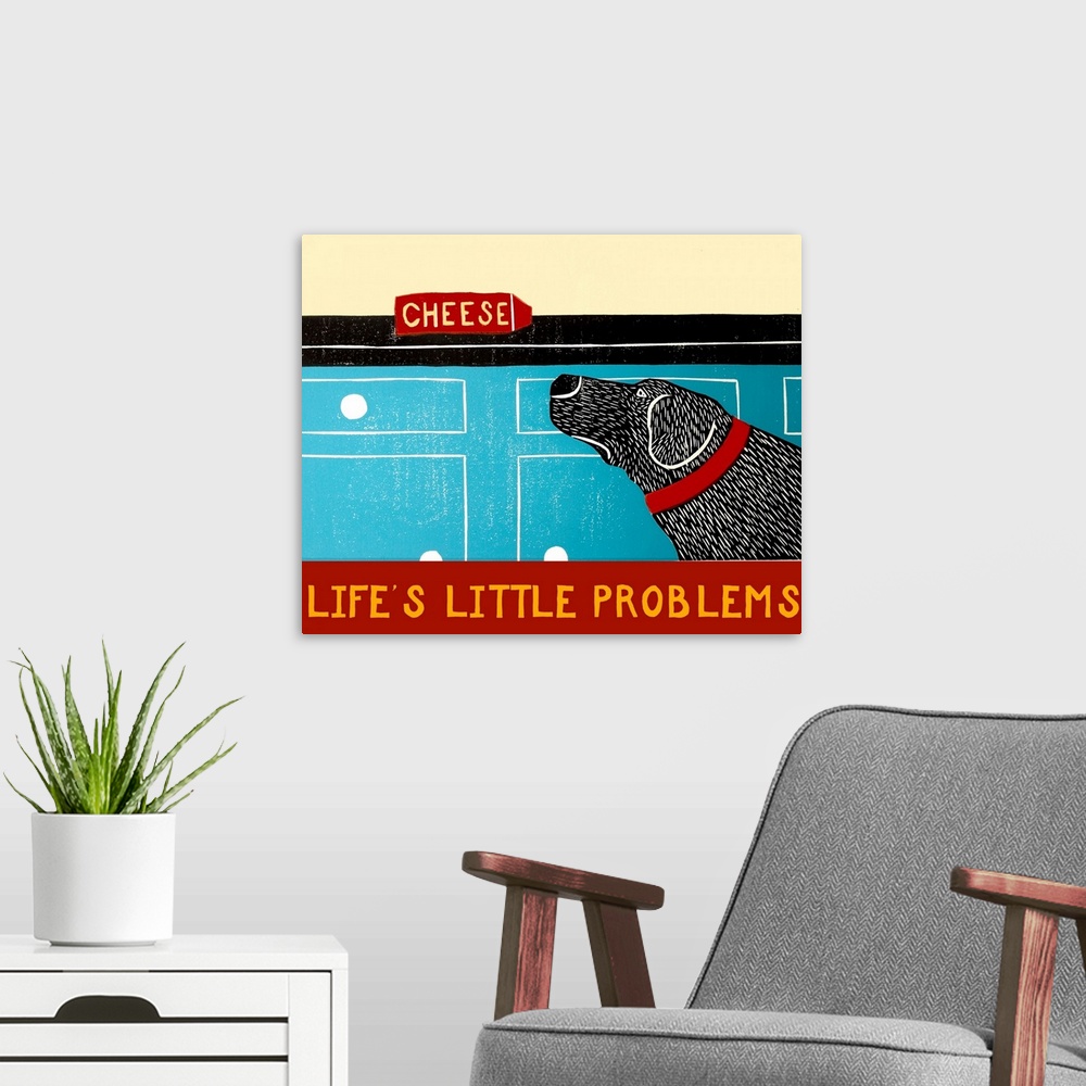 A modern room featuring Life's Little Problems Banner