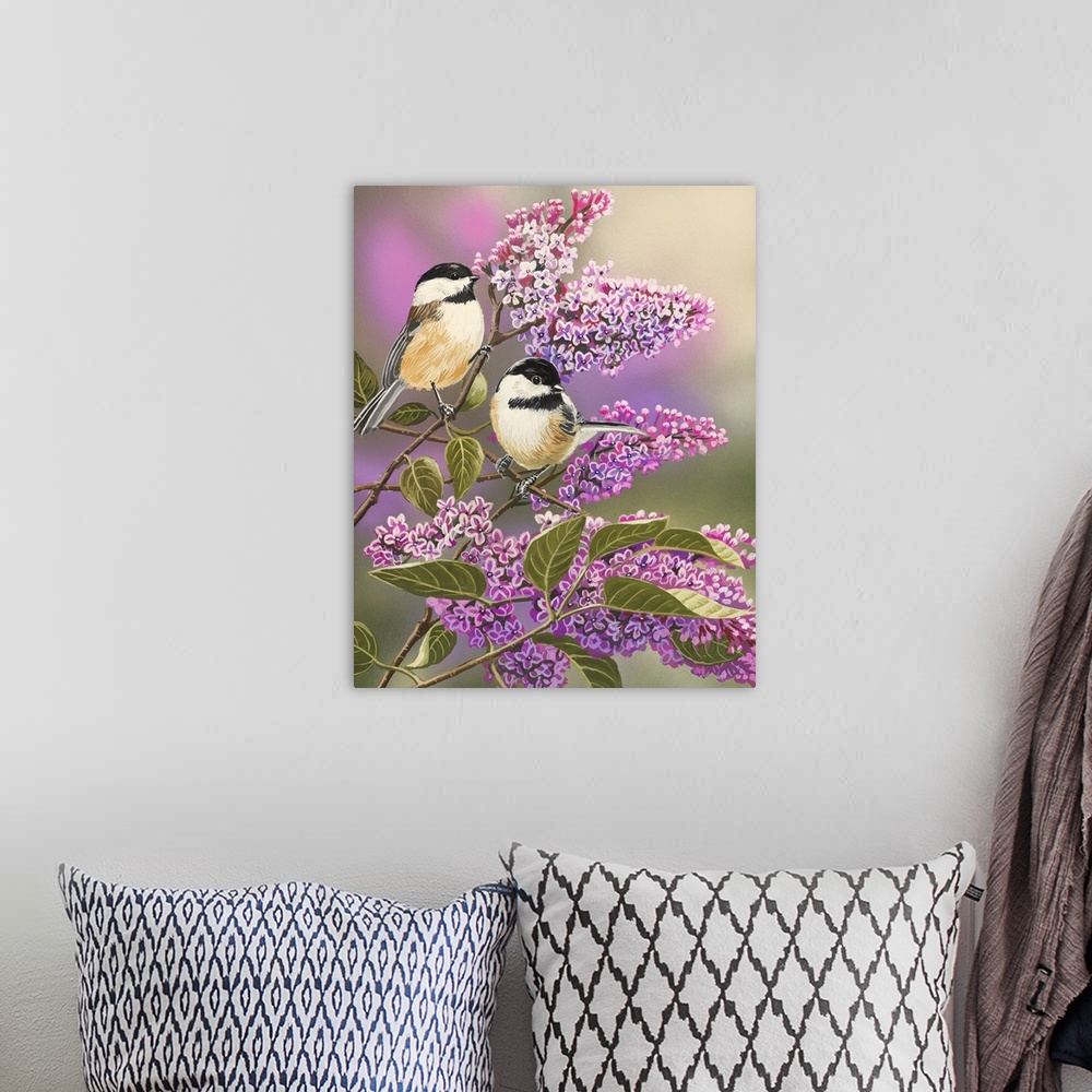 A bohemian room featuring Lilacs and Chickadees