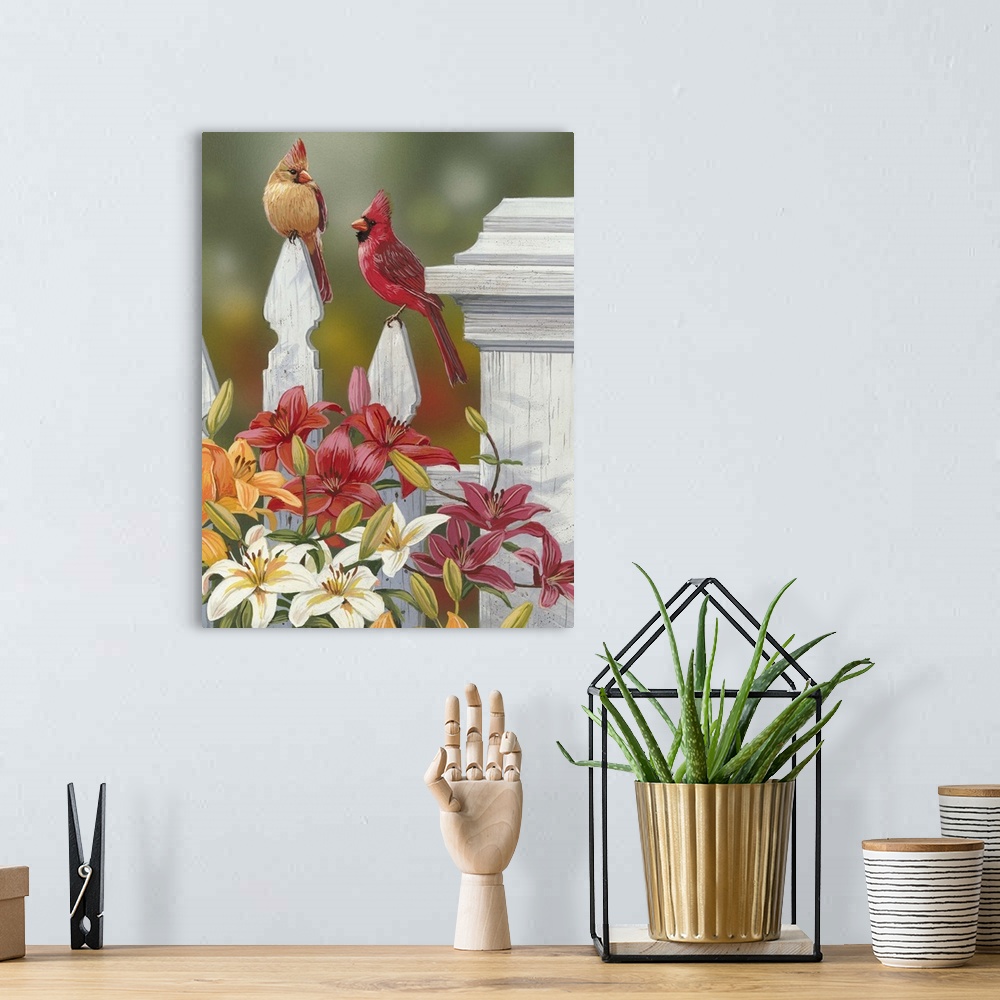 A bohemian room featuring Lilies And Cardinals