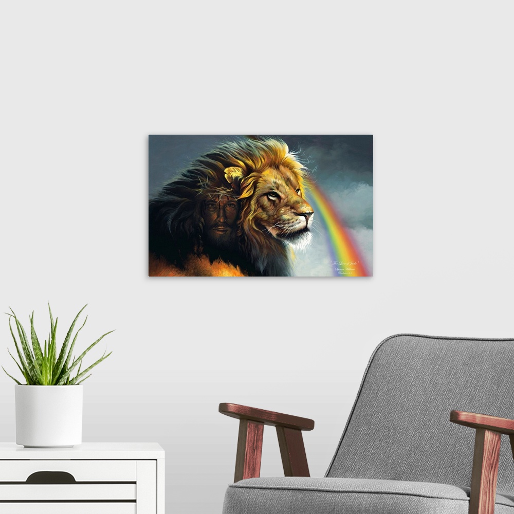 A modern room featuring Lion Of Judah