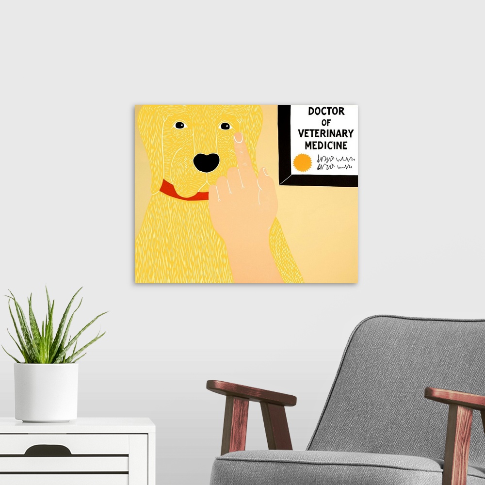 A modern room featuring Listen To Your Vet Yellow