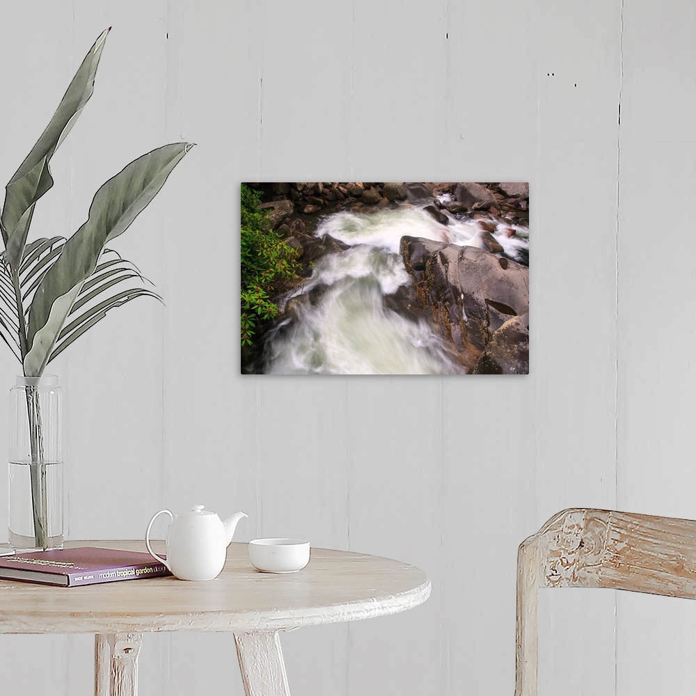 A farmhouse room featuring Fine art photography of a river flowing in the Blue Ridge mountains.