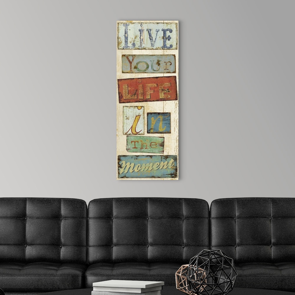 A modern room featuring Live Your Life II