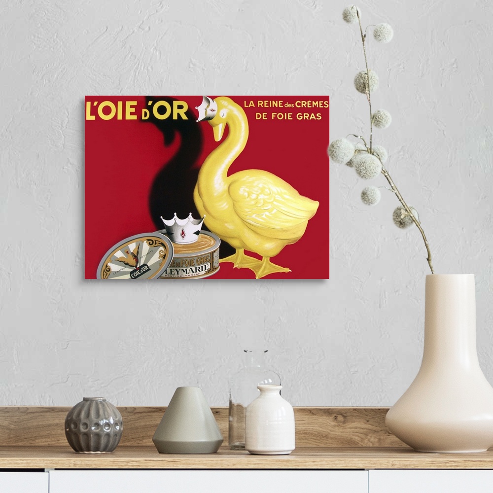 A farmhouse room featuring L'Oie D'Or, La Reine Des Cremes - Vintage Liver Advertisement