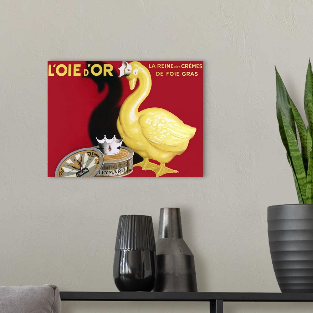 A modern room featuring L'Oie D'Or, La Reine Des Cremes - Vintage Liver Advertisement