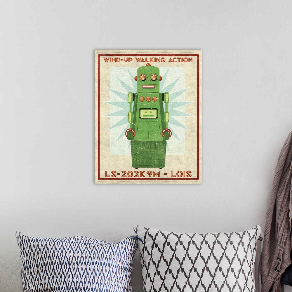A bohemian room featuring Lois Box Art Robot