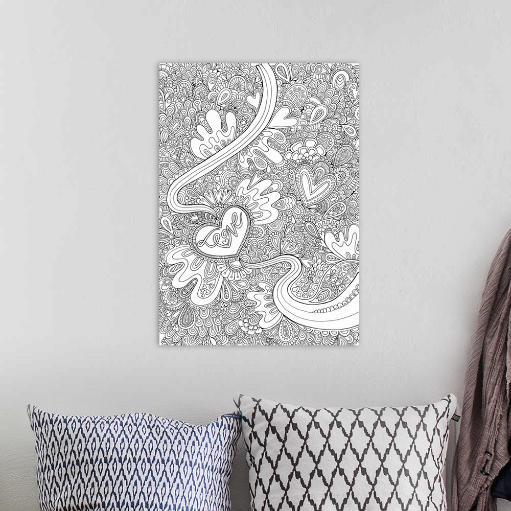 A bohemian room featuring Love to Doodle Outlines