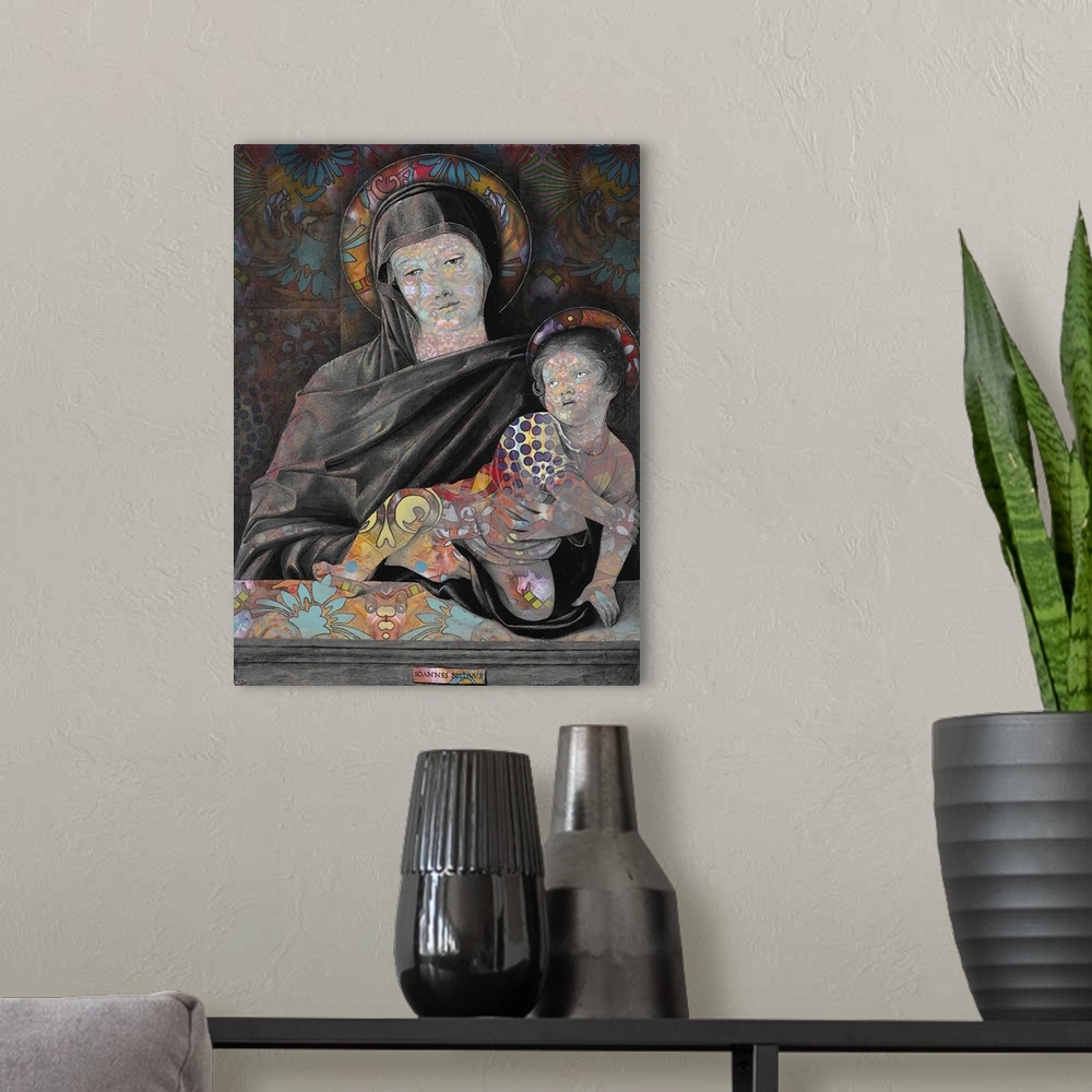A modern room featuring Madonna And Child