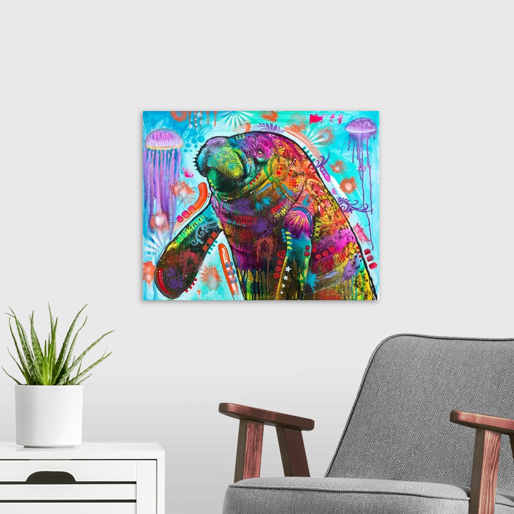 A modern room featuring Manatee