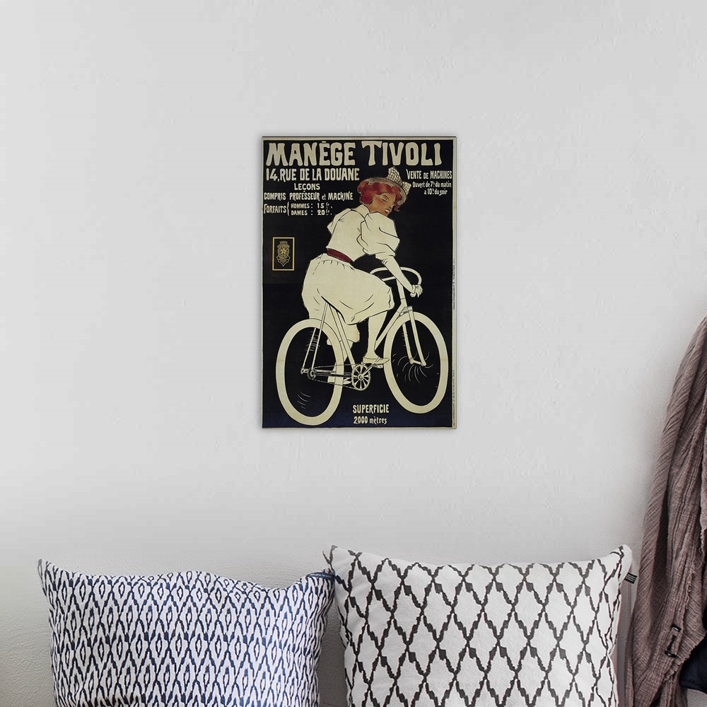 A bohemian room featuring Manege Tivoli - Vintage Bicycle Advertisement