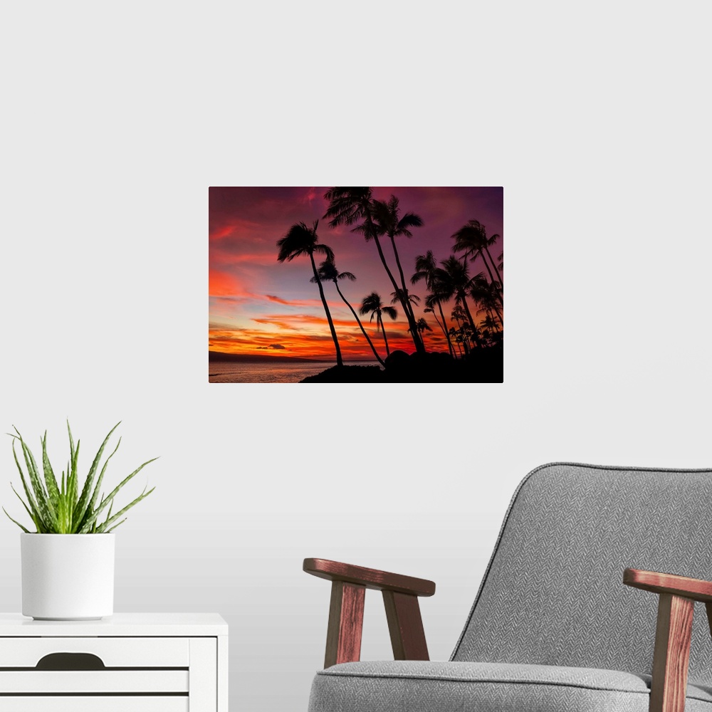 A modern room featuring Maui Sunset