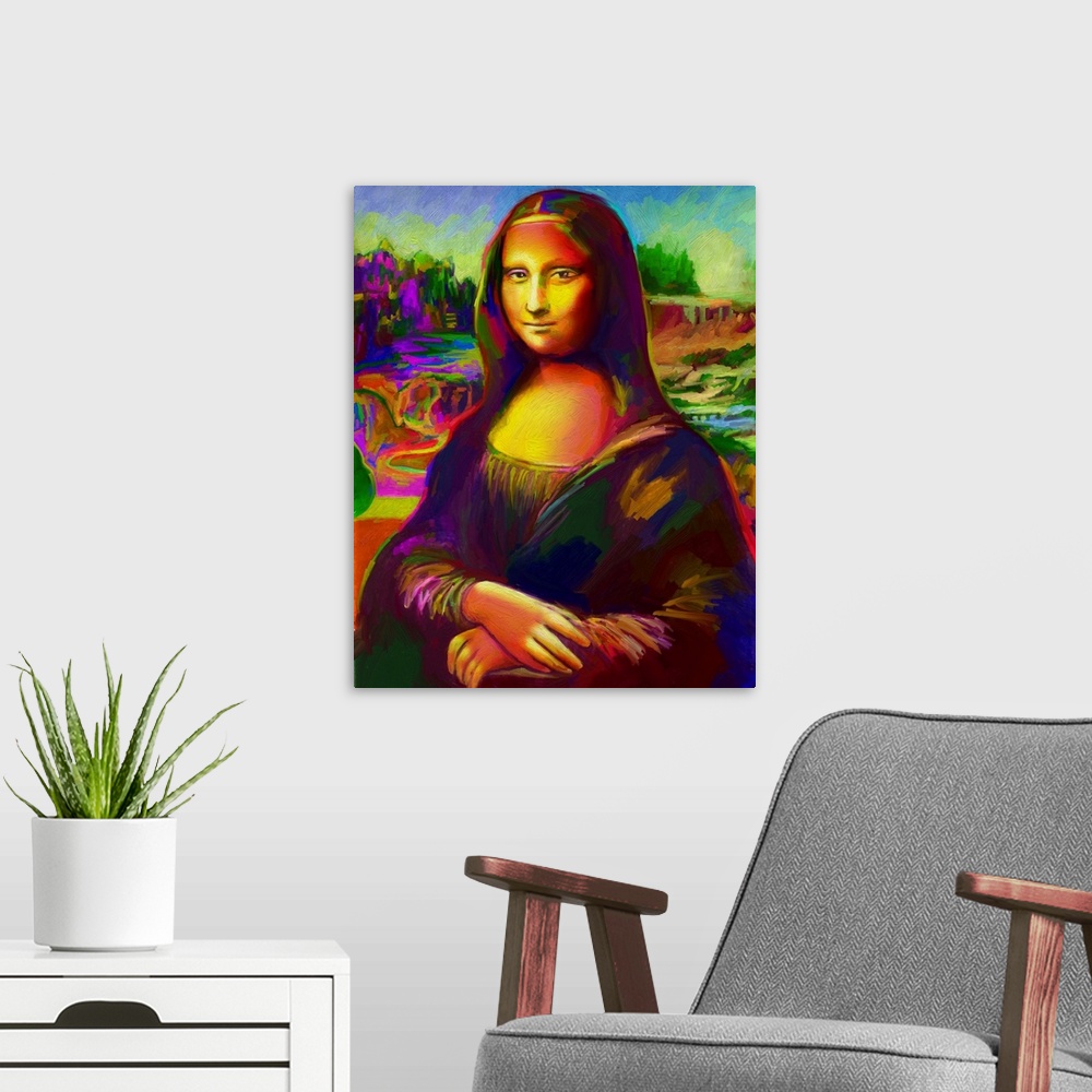 A modern room featuring Mona Lisa