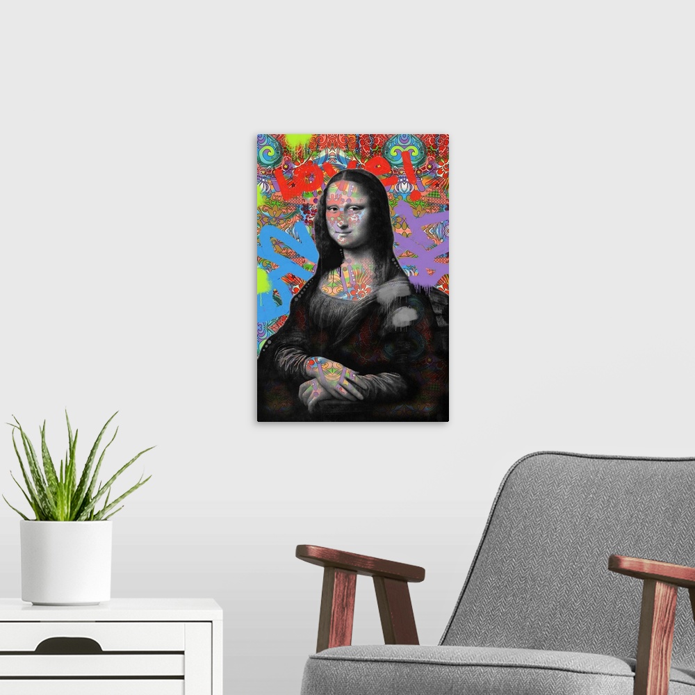 A modern room featuring Mona Lisa
