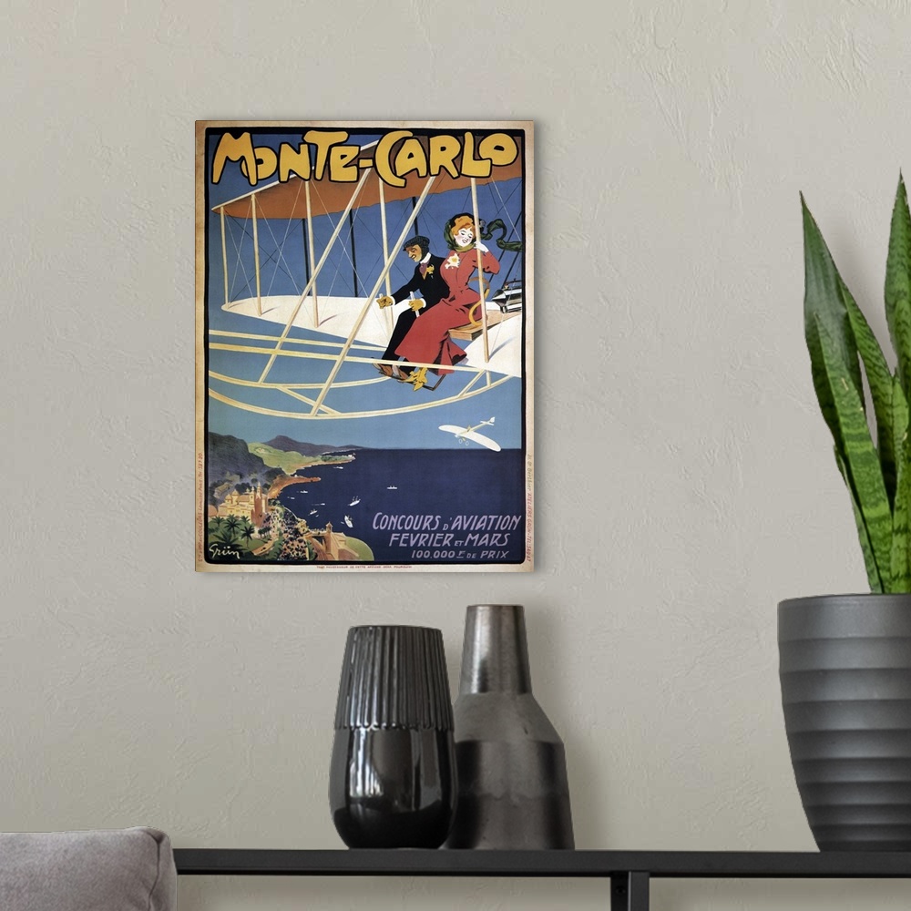 A modern room featuring Monte Carlo Aviation Tours - Vintage Advertisement